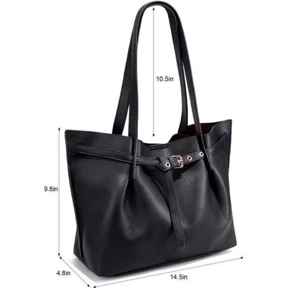 Tote Bag with Belted Detailing Black - Picture 5 of 6